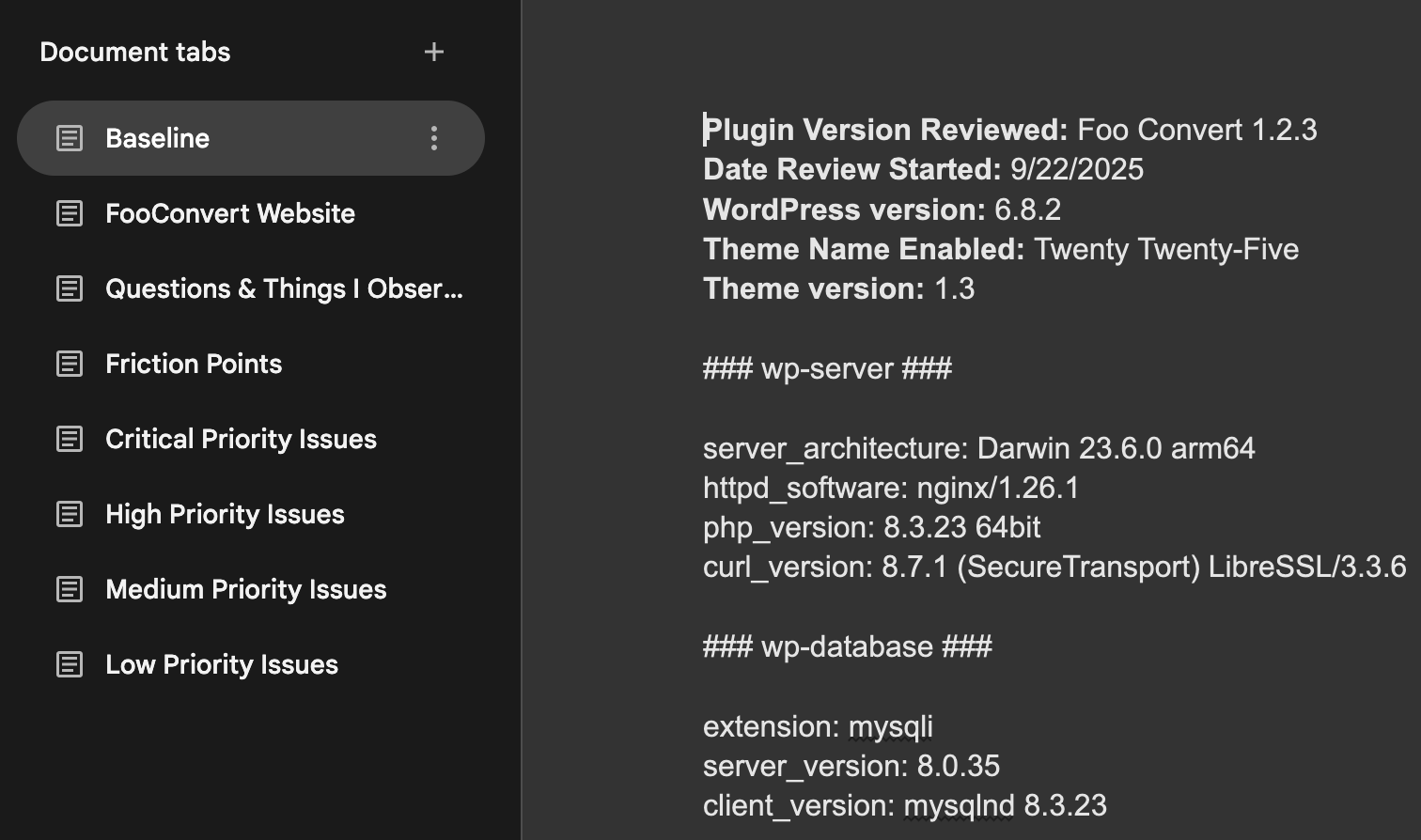 An example of what a Fresh Perspective audit document can look like